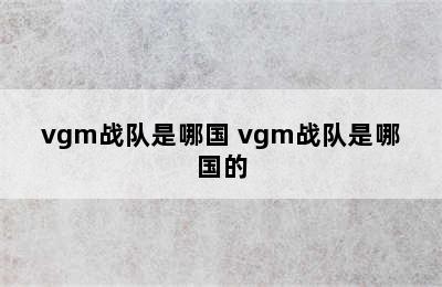 vgm战队是哪国 vgm战队是哪国的